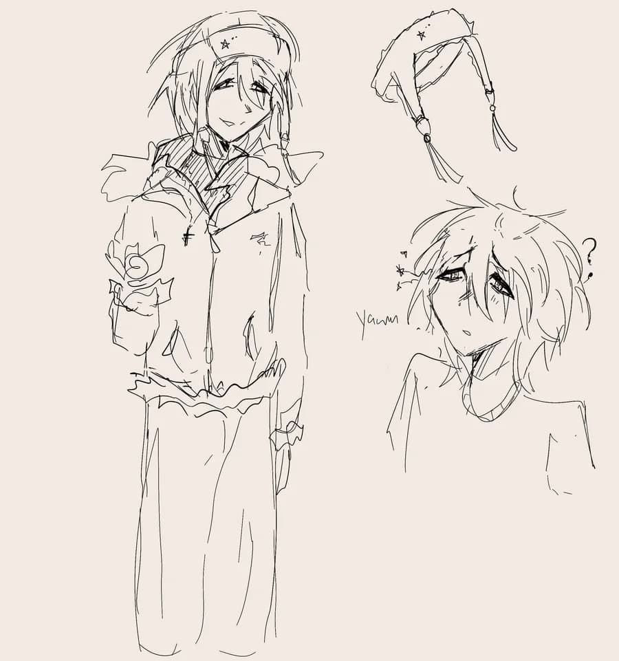 Pencil sketch page of Henry Wales