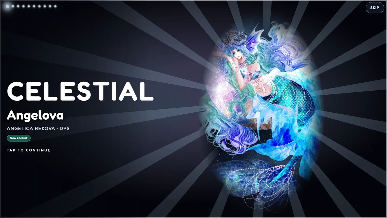 Summon result: Angelova, Celestial, new recruit.